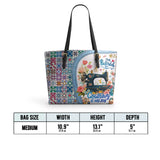 BloomNeedle Quilted Retirement Leather Tote Bag