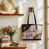BloomNeedle From Scraps To Soul Leather Tote Bag
