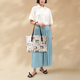 BloomNeedle Sewing Memories Leather Tote Bag