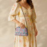 BloomNeedle Heritage Blocks Leather Crossbody Bag