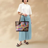 BloomNeedle From Scraps To Soul Leather Tote Bag