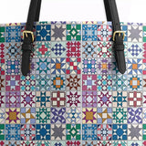 BloomNeedle Heritage Blocks Leather Tote Bag