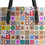 BloomNeedle Fifty Patchwork States Leather Tote Bag