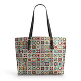 BloomNeedle Rustic Harmony Leather Tote Bag