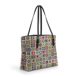 BloomNeedle Rustic Harmony Leather Tote Bag