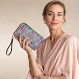 BloomNeedle Heritage Blocks Leather Wallet