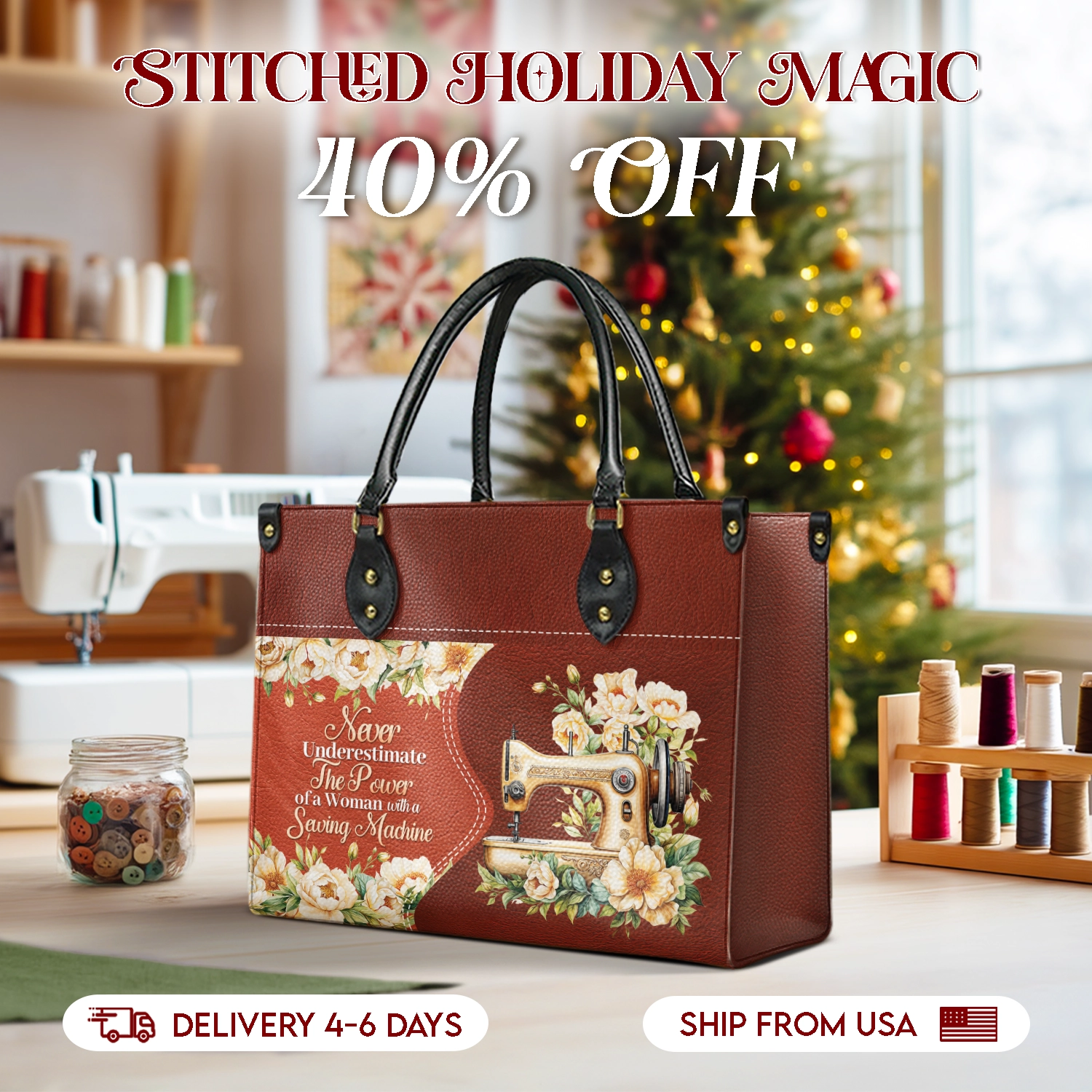 BloomNeedle Stitch Grace Leather Bag